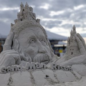Siesta Key Crystal Classic sand sculpture called The Sand Man Rises